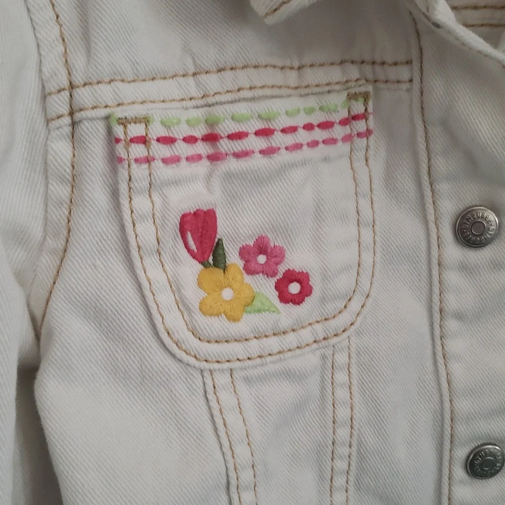 Gymboree Jean Jacket with ruffle and flower Embroidery size 5-6